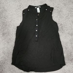 H&M Black Sleeveless Tank Top with Mandarin Collar | Size S